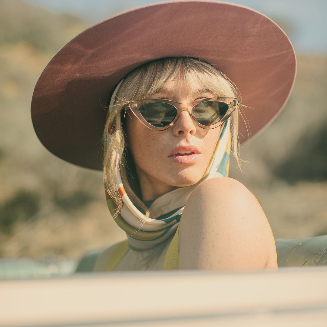 June First Felina Sunglasses Champagne Classic G15 Cat Eye June First Sunglasses | Felina | Champagne with Classic G15  main image 3