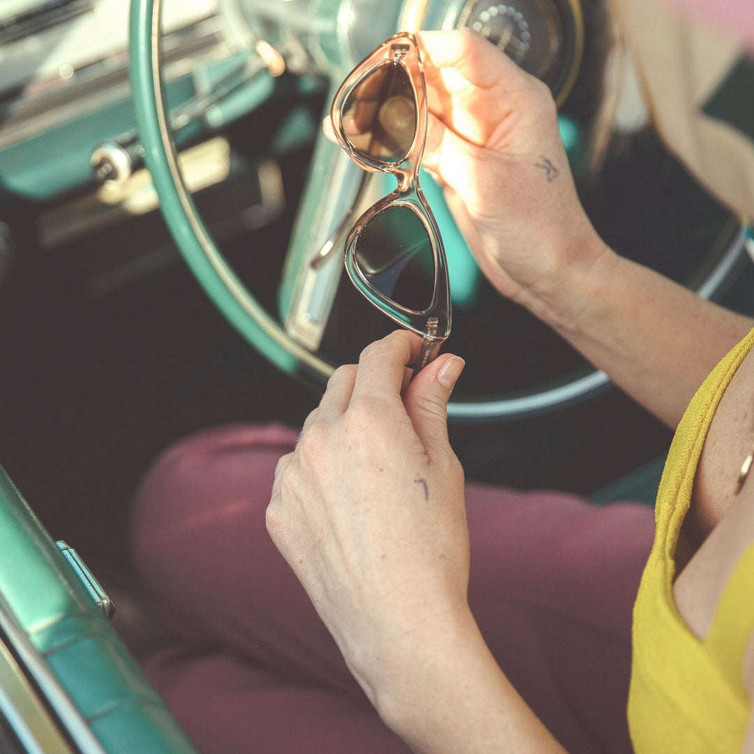 June First Felina Sunglasses Champagne Classic G15 Cat Eye June First Sunglasses | Felina | Champagne with Classic G15  main image 4